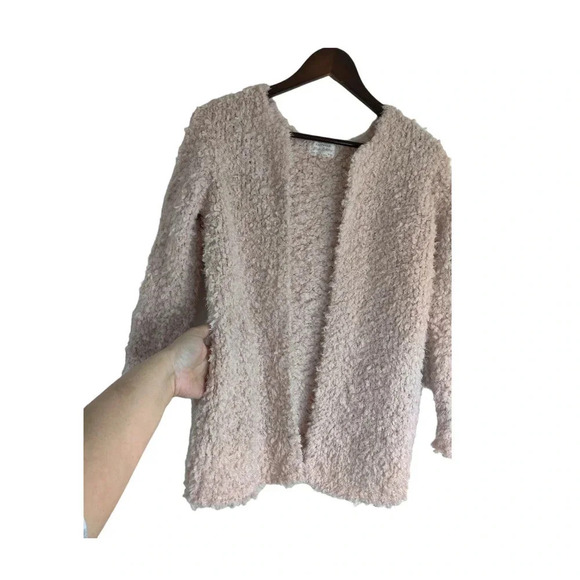 Zara Girls Sherpa Light Pink Open Jacket Cardigan with Pockets Sz 13-14 - Picture 4 of 9